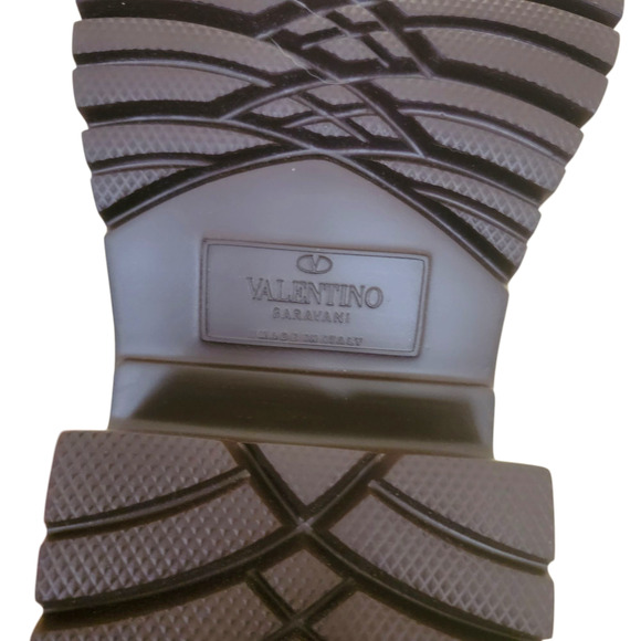 Valentino Garavani Rockstud Suede Platform Combat Boots Burgundy 39 9 - Picture 10 of 14